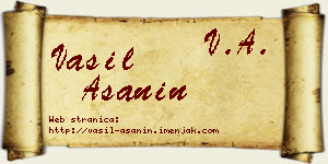 Vasil Ašanin vizit kartica
